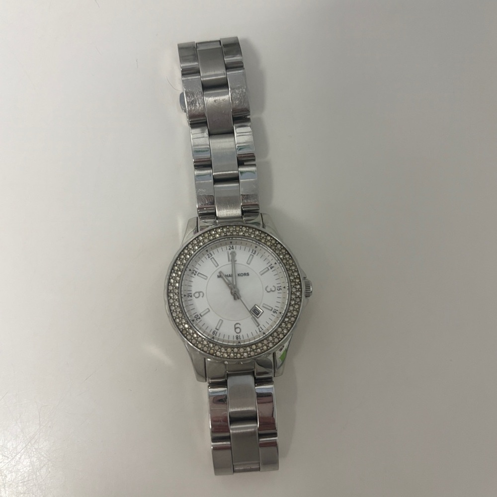 MICHAEL Michael Kors Silver Watch with Crystal Bezel